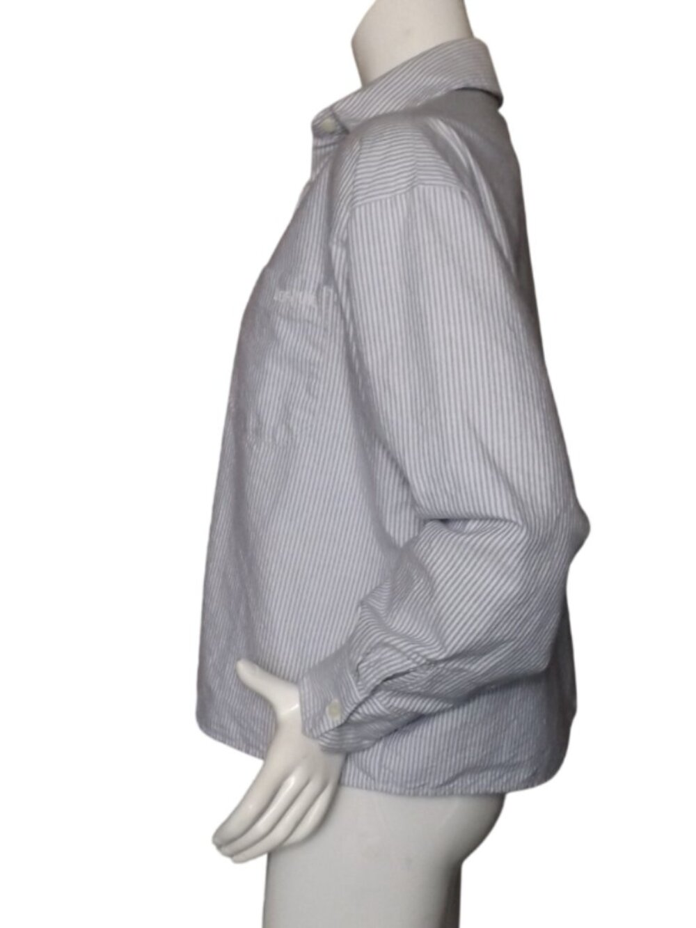 DJERF AVENUE Blouse, M, Breezy Shorter, Blue stripe, Long sleeve, Pocket,Organic - Picture 8 of 13